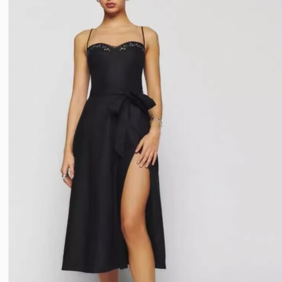 Reformation Dresses & Skirts - NWT Reformation Kieryn Linen Midi Dress Sz2 Black